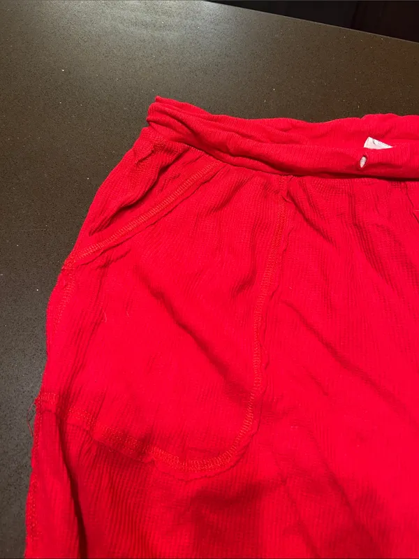 Red Ribbed Lounge Bottoms - Image 3