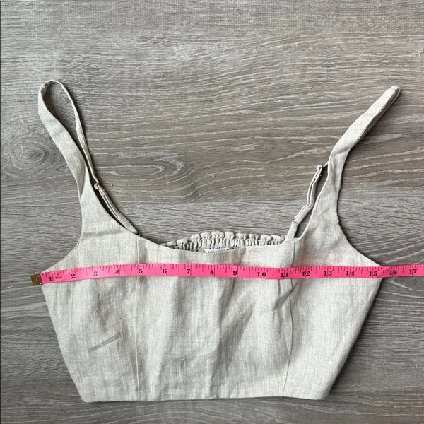 Reformation France Linen Crop Top in Oatmeal 6 - Image 6