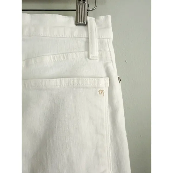 Madewell | EUC Cali Demi-Boot Jeans Pure White Raw Hem Cropped Flare | Sz 28 - Image 9