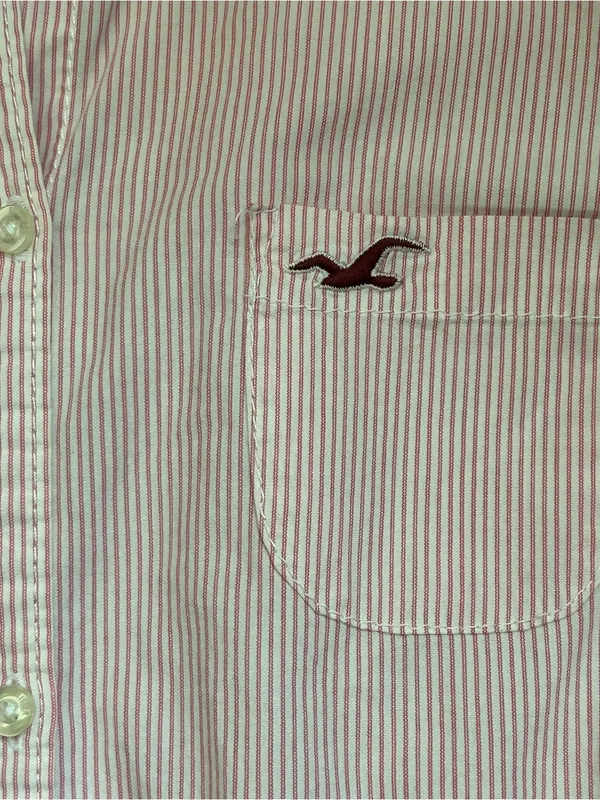 Y2K Hollister Striped Button Down Collared Shirt Preppy Size M - Image 4