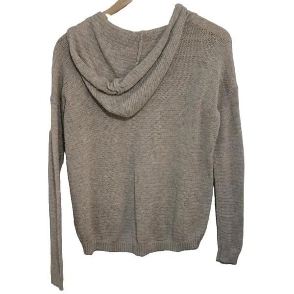 Womens Abercrombie & Fitch Grey Knit Cotton Blend Drawstring Sweater Size Medium - Image 2