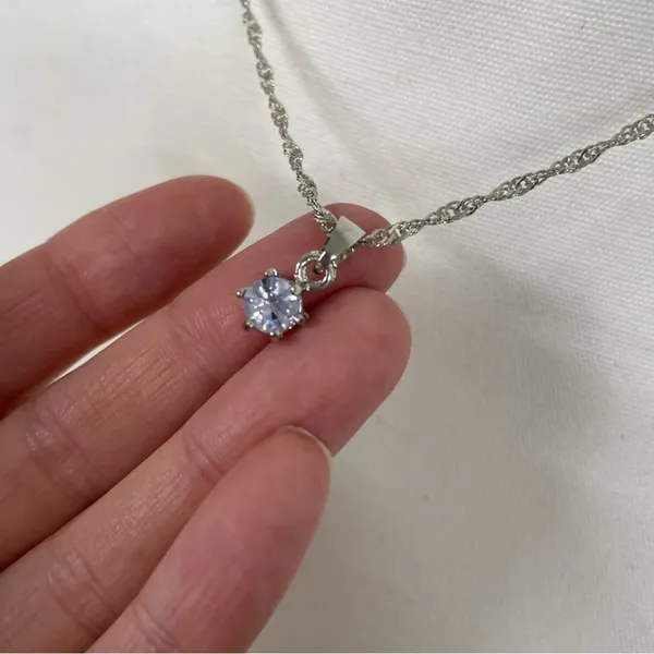 Blue Rhinestone & Silver Tone Necklace Costume Jewelry - Image 4
