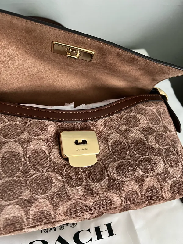 Coach Etta Small Flap Shoulder Bag In Signature Chenille With Matching Wallet - Image 4