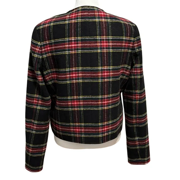 J. Crew Factory Size 8 Stewart Tartan Wool Blend Lady Jacket Cropped Preppy - Image 3