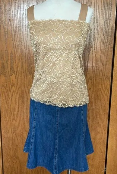 Coldwater Creek Gold Lace Square Neck Cami Size 2X - Image 2