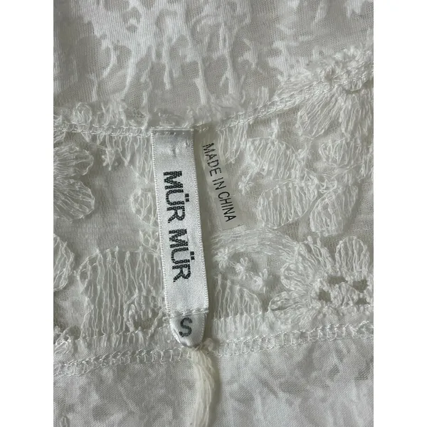 Mur Mur Anthropologie White Burnout Lace Yoke Button Front Top Sheer Size Small - Image 8