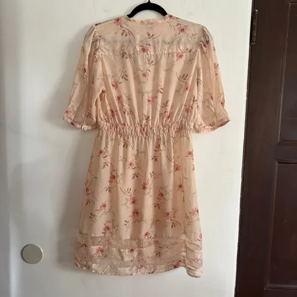 Y2K Vintage Victoria's Secret Pink Floral Retro Silk Button Front Dress Medium - Image 6