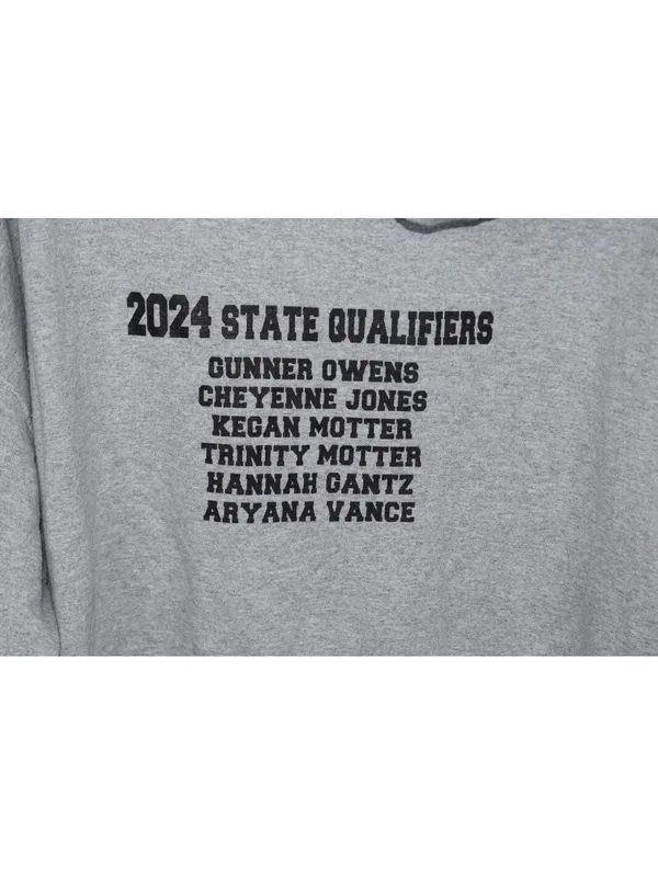 El Dorado Wildcat State Girl's Wrestling 2024 Hoodie Gray Front Kangaroo Pouch - Image 4