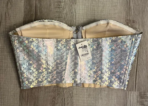 Charlotte Russe Silver Holographic Strapless Top - Image 2