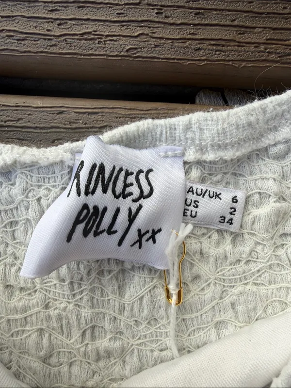 Princess Polly Cream Textured Puff-Sleeve Top - Image 2
