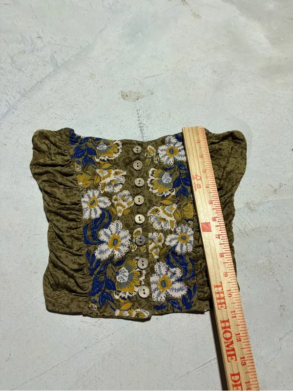 Free People intimately Olive Floral Button-Front tube top small - Image 2