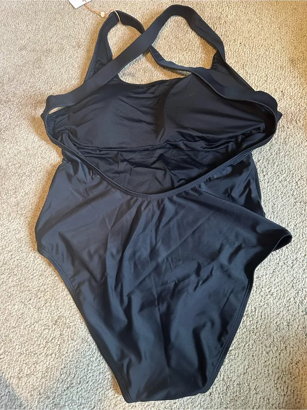 NWT Quince Italian Cross-Back One-Piece Swimsuit black extra small - Image 4