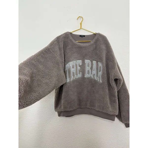 The Bar Gigi Sweatshirt Cinder/Grey Size XL Sherpa Teddy Loungewear Oversized - Image 12