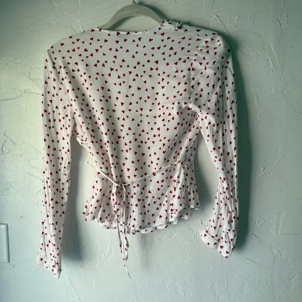 Rails‎ Small Wrap Top Simone Smitten Hearts White Blouse Coquette Style - Image 7