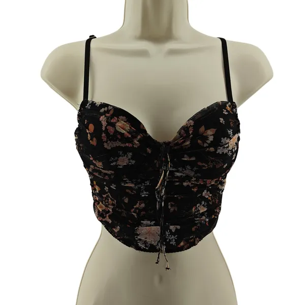 Victoria's Secret Multicolor Floral Black Mesh Top Womens Xsmall - Image 2