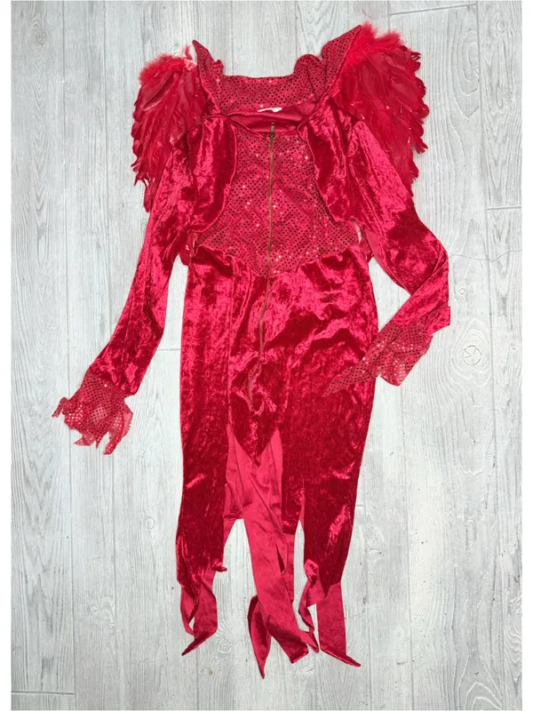 Vintage small devil Halloween costume dress w/ cartigan and wings - Image 6