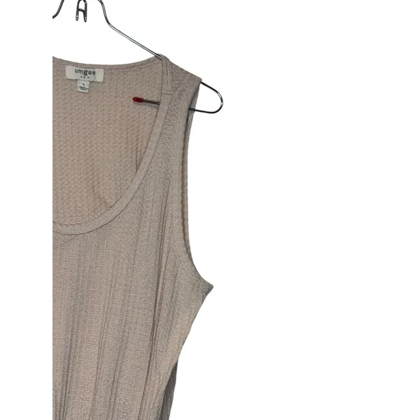 Umgee Women's Dress Tank Lined Floral Boho Tiered Waffle‎ Knit Scoop Neck Large - Image 2