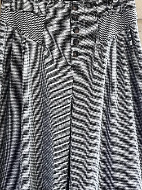 Anthropologie Maeve houndstooth plaid pleated wide-leg crop pants - Image 4