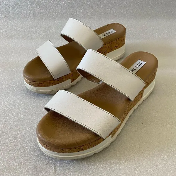 Steve Madden Thalia White Cork Wedge sandals size 9.5 - Image 6