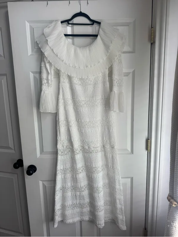 SheIn Elegant White Off the Shoulder Midi Dress - Image 2