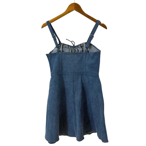 Lulus Considered Charisma Blue Chambray Bustier Mini Dress size XL NWT - Image 5