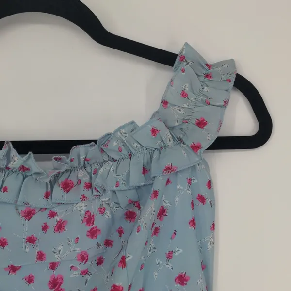 Superdown Revolve Sky Blue Floral Mini Dress Size Small Off The‎ Shoulder Girly - Image 4