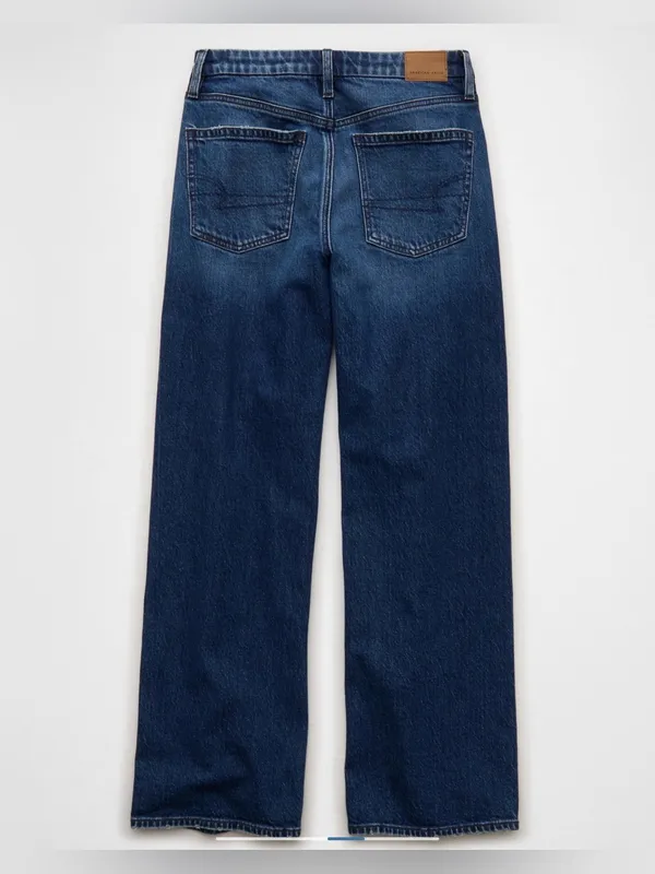 American Eagle Outfitters Mid-Rise Straight Leg Jeans Stove Pipe Dark Blue Wash - Image 4