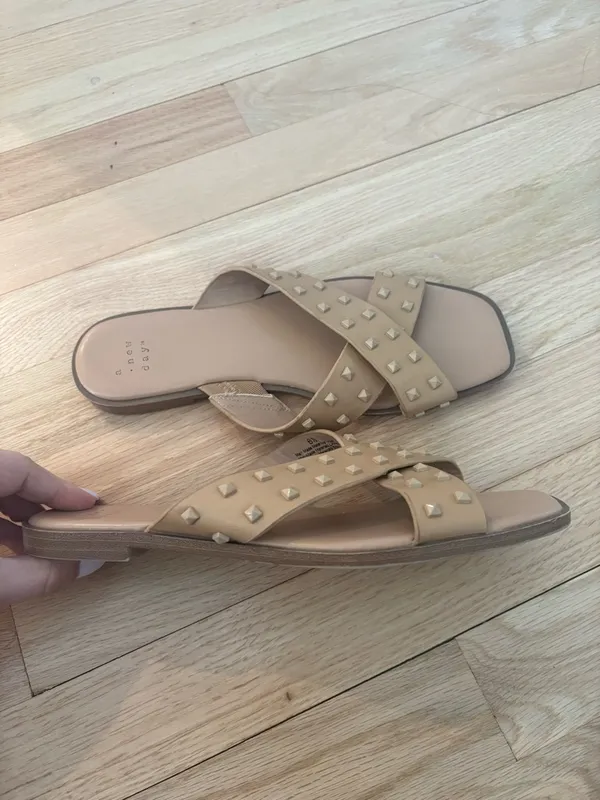 A New Day Beige Studded Sandals - Image 2