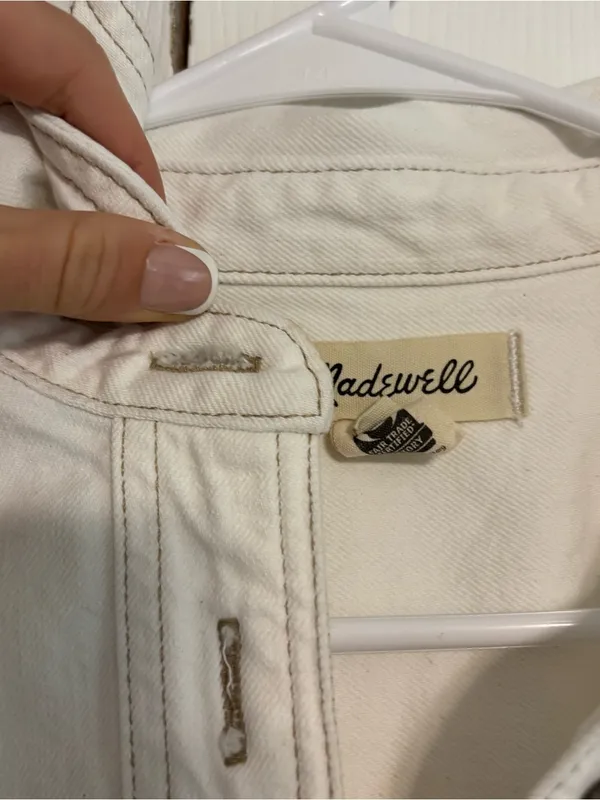 Madewell White Denim Long Sleeve Dress - Image 6