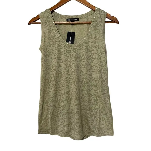 I.N.C. Embellished Scoop Neck Tank Top XS Sage Green NWT Studded Sleeveless - Image 2