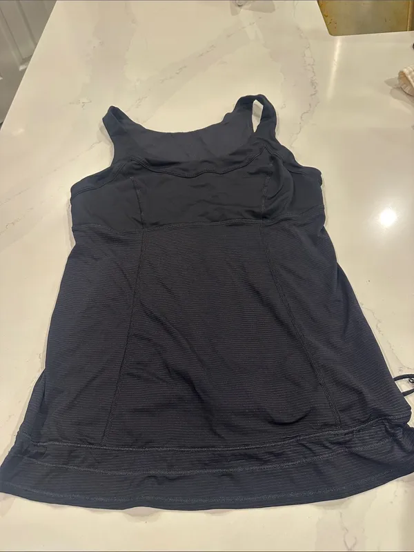 Lululemon black striped‎ tank top with cinch hem - Image 2