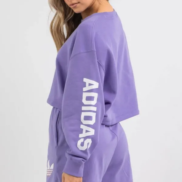 NWOT Adidas Originals Streetball Streetwear Cropped Oversized Sweatshirt Purple - Image 4