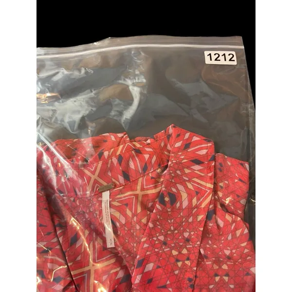 Free People Bright Red/Pink Boho Slouchy Sheer Hi Low Button Up Top S - Image 13