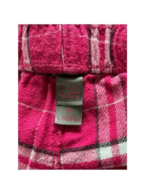 SJ Riding Camp Pink Plaid Pajama Pants Women's Medium - Image 3