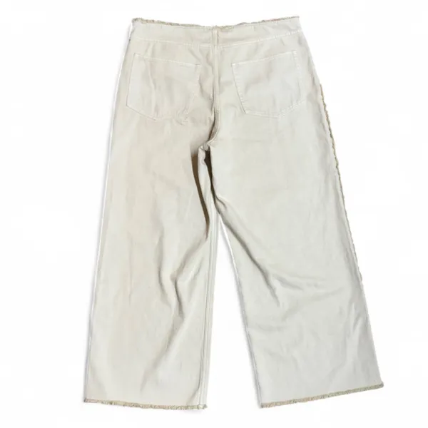H&M Divided Wide Leg Jeans – Cream/Beige Frayed Trim – Size 18/US 50 - Image 6