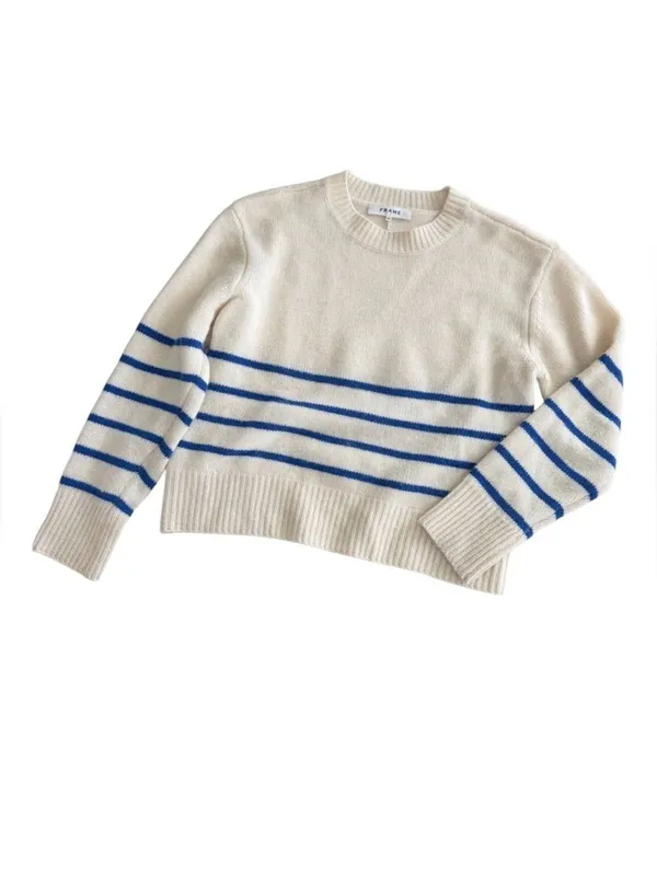 Frame Clean Stripe Cashmere Sweater Jet Stream Multi XL - Image 3