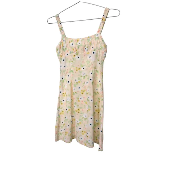 With Jean‎ Grazia Dress Yellow Floral Ruched Bust Mini Dress Summer Cottagecore - Image 4