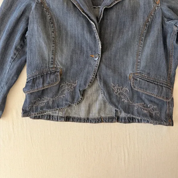 Riders Copper Collection XL Y2K Embroidered Denim Blazer Western Boho - Image 3
