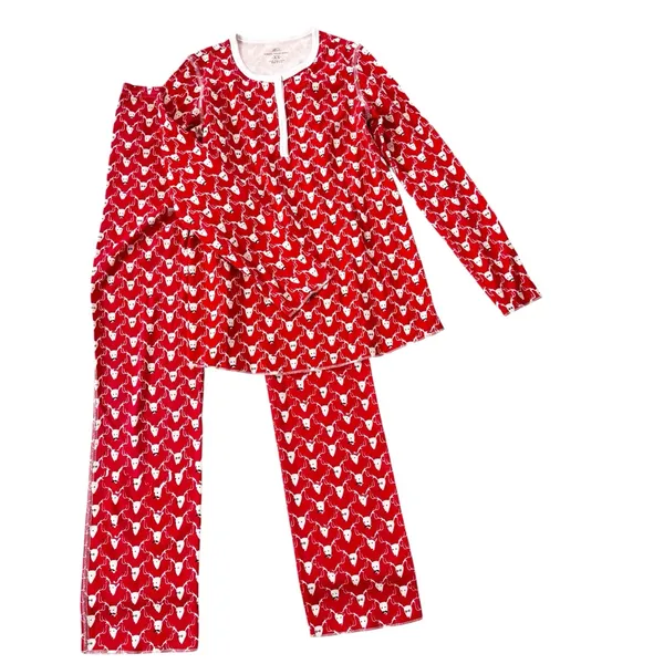 Roller Rabbit Pima Cotton Limited Edition Stag Deer Holiday Pajamas Red Size XS - Image 15