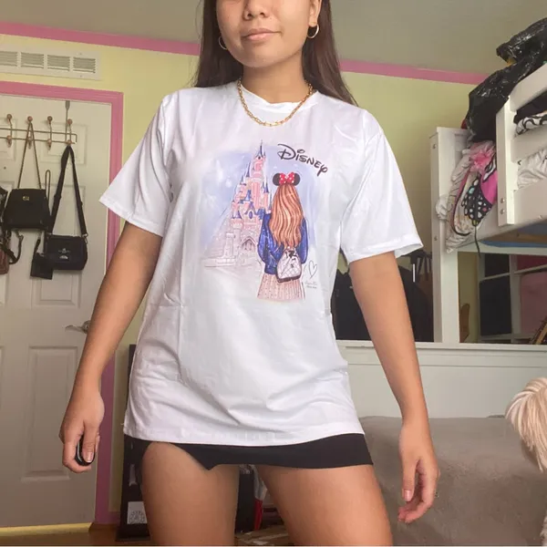 Disney White T-Shirt with Castle and Character Design - Image 4