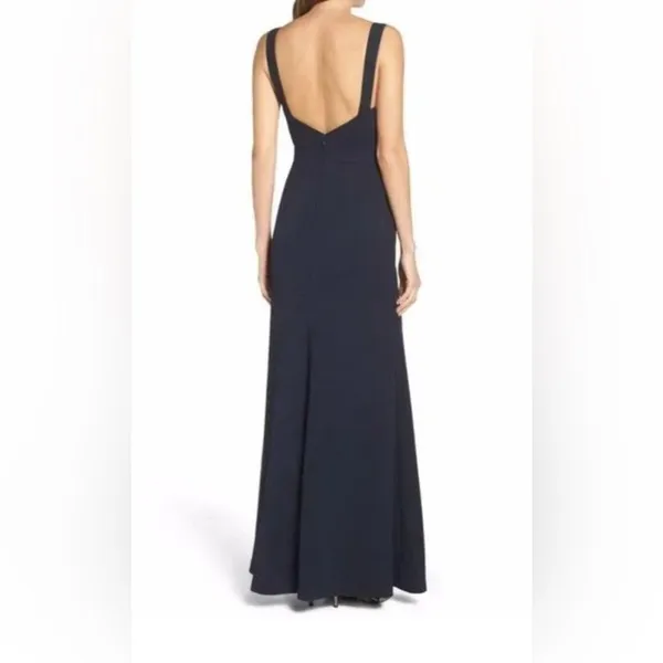 NWT Vera Wang front slit navy maxi gown dress formal Anthropologie - Image 3