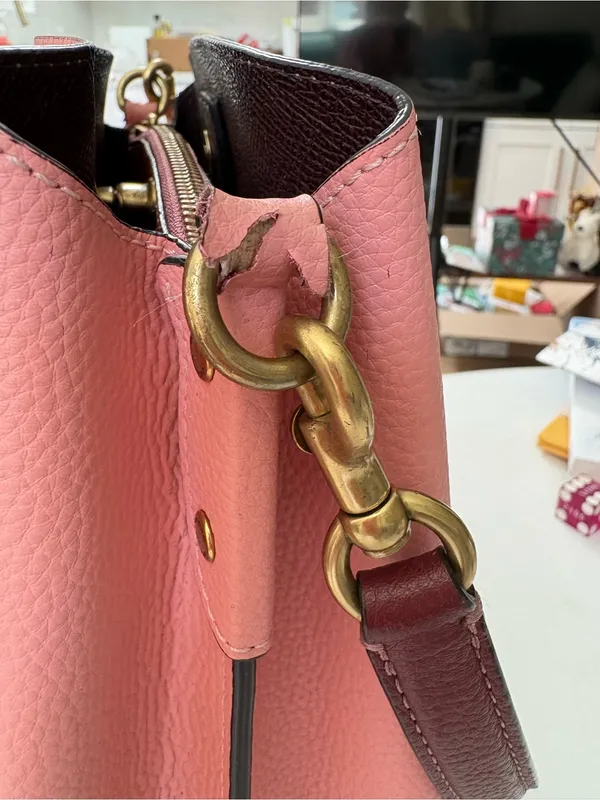 Coach Leather Crossbody Handbag With Short Strap Including Tag Pink - Image 13