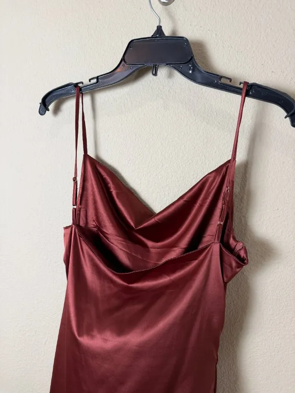 R. Vivimos Brown Satin Drape Neck Midi Dress Size Small 4/6 New NWT - Image 5