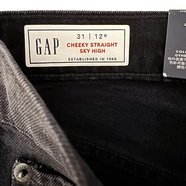 Gap Women's Jeans Cheeky‎ Straight Sky High Low Stretch Denim Black Size 31 NWT - Image 9