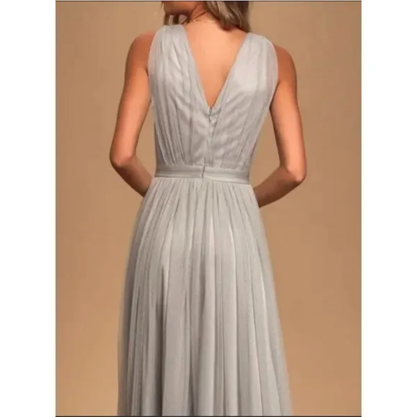 NWT Lulus How Charming Light Grey Swiss Dot Sheer Overlay Maxi Dress sz. 1X - Image 3