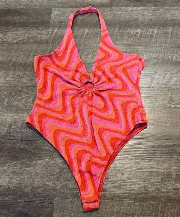 Zara Patterned Cut-Out Jacquard Retro 70s Body Suit - Image 4