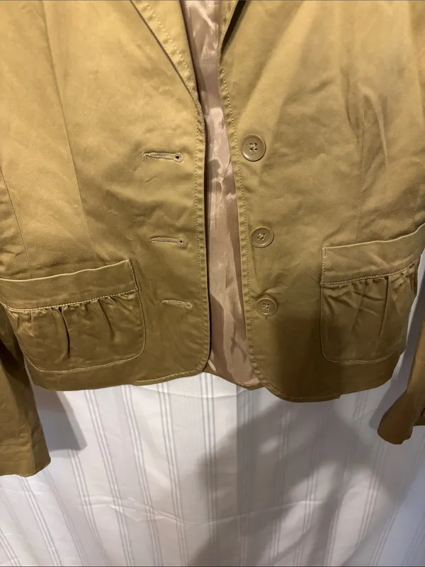 Old Navy Mustard Tan Cotton Blazer Jacket - Image 2