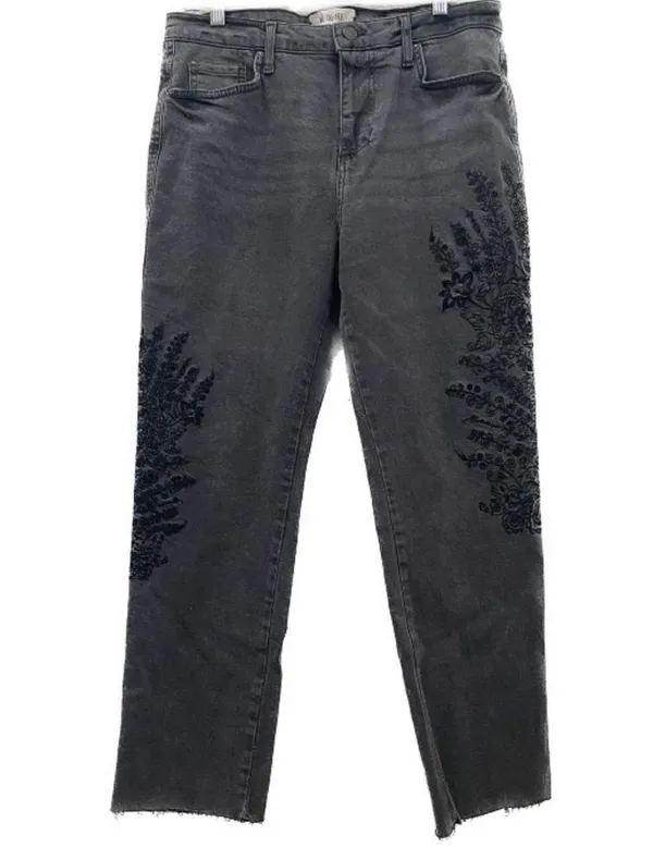 FREE PEOPLE We The Free OB737354 Embroidered Girlfriend Jeans Size 29 - Image 7