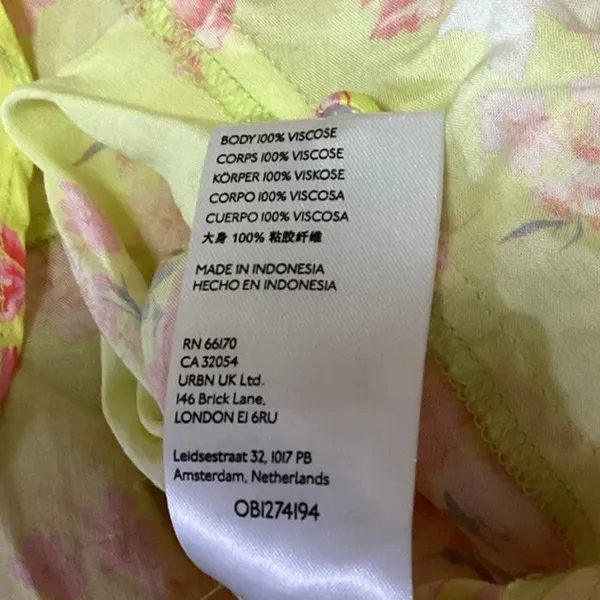 Anthropologie Maeve Yellow Pink Floral Ruffle Deep V Button Up Blouse Top Sz 4 - Image 5