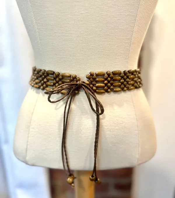 Boho Beaded Belt Brown - Image 2